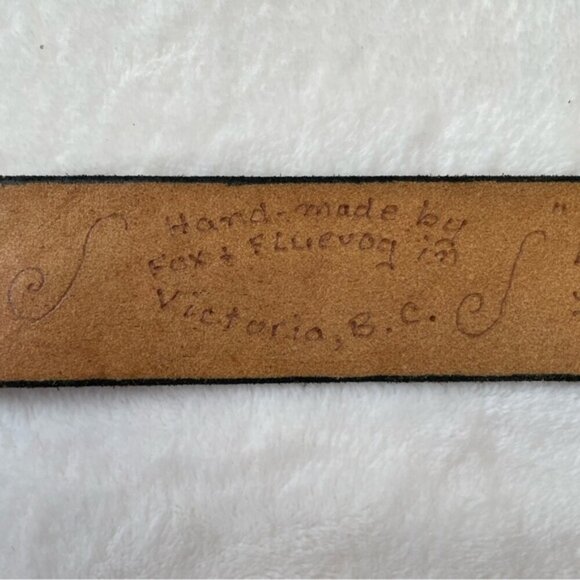 FOX & FLUEVOG 1970s Handmade Leather Belt with Brass Buckle - Picture 7 of 11